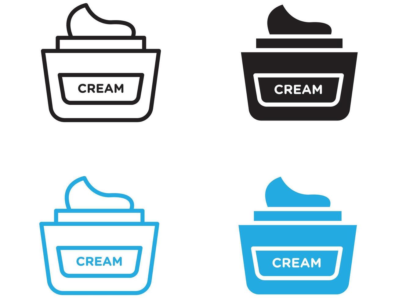 Cream jar icon black and white outline sign vector