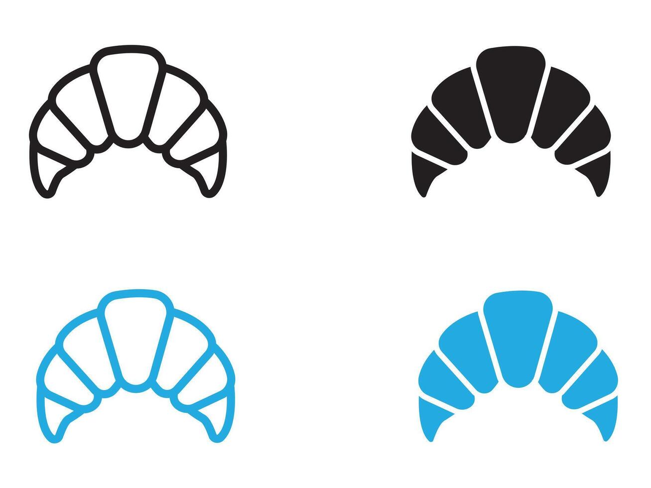 Croissant icon black and white outline sign vector