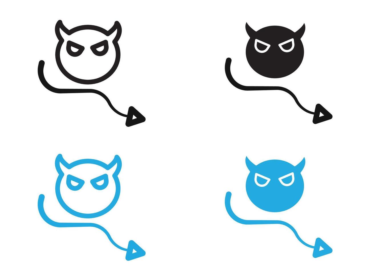 Demon devil icon black and white outline sign vector