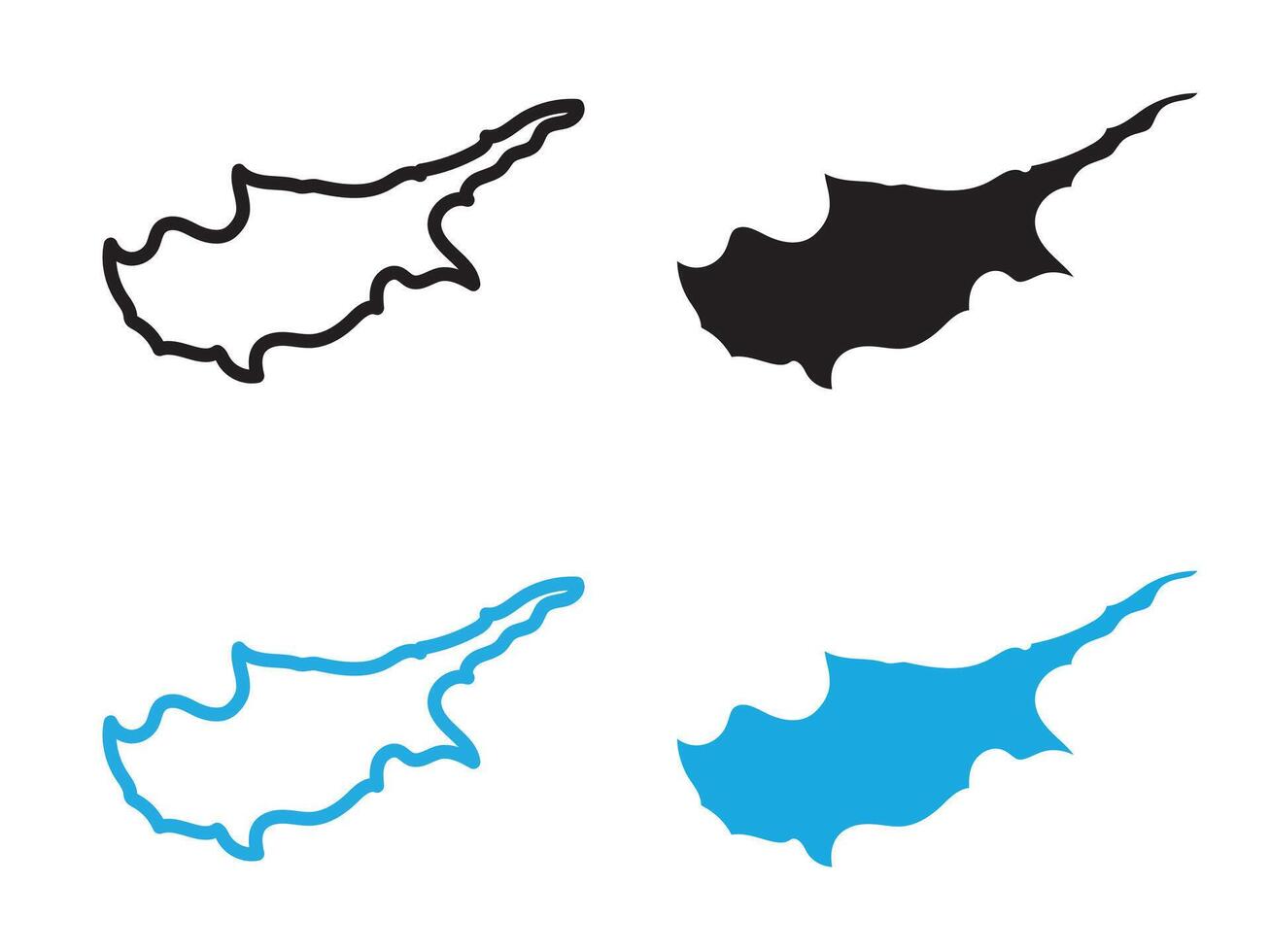 Cyprus map icon black and white outline sign vector