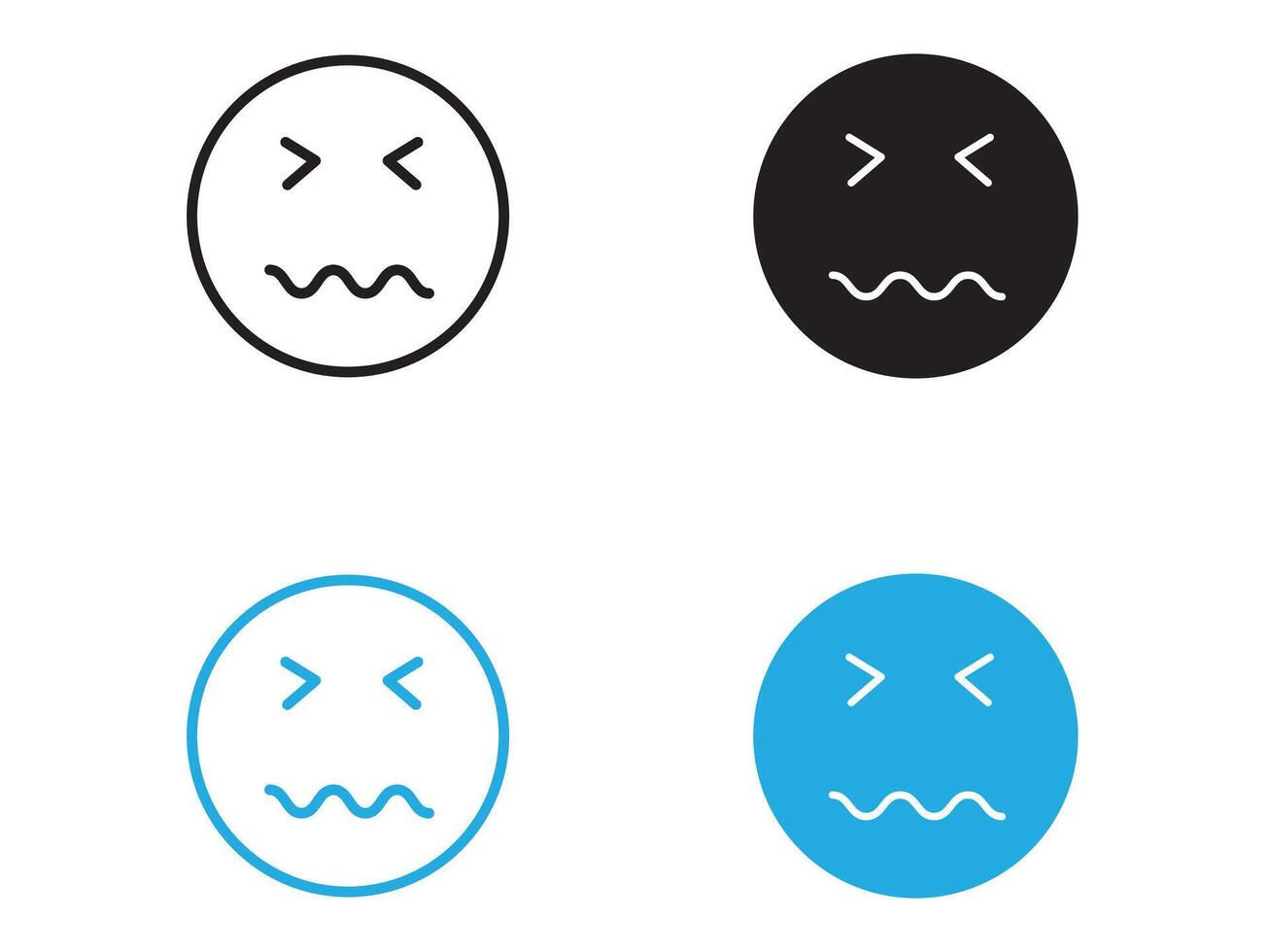 Desperate emoji icon black and white outline sign vector