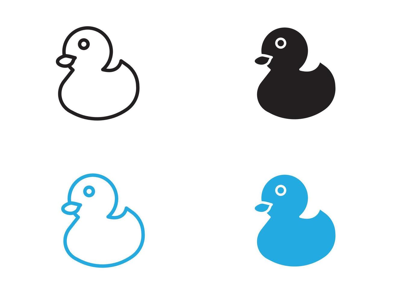 Duck icon black and white outline sign vector