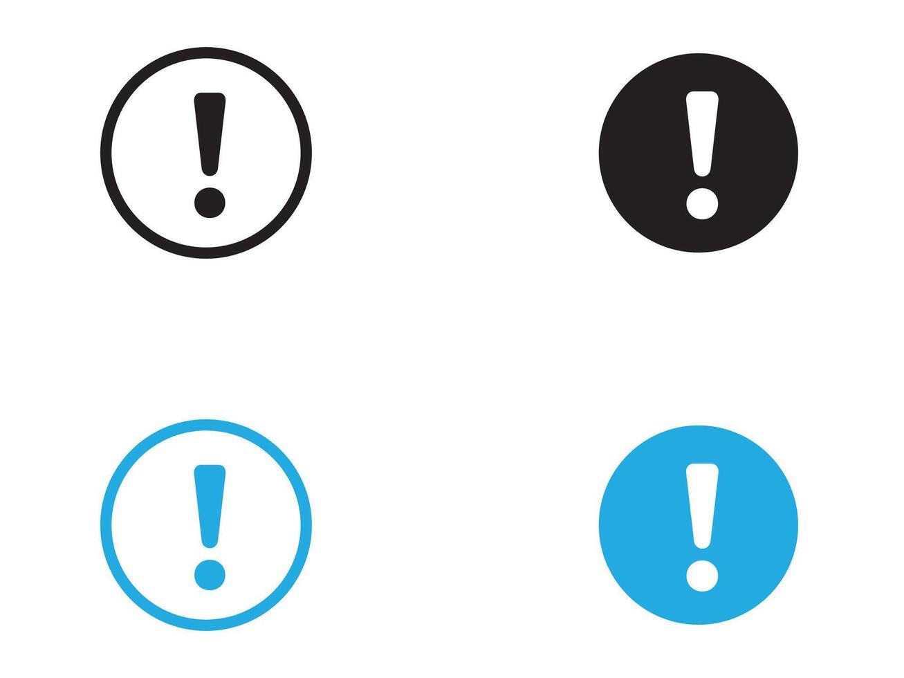 Exclamation mark icon black and white outline sign vector