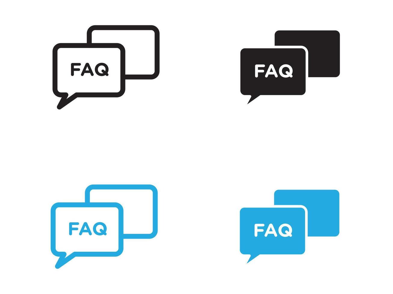 FAQ icon black and white outline sign vector