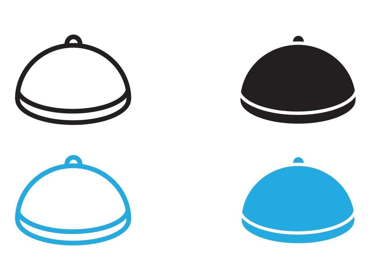 Food Tray and Cover icon black and white outline sign vector