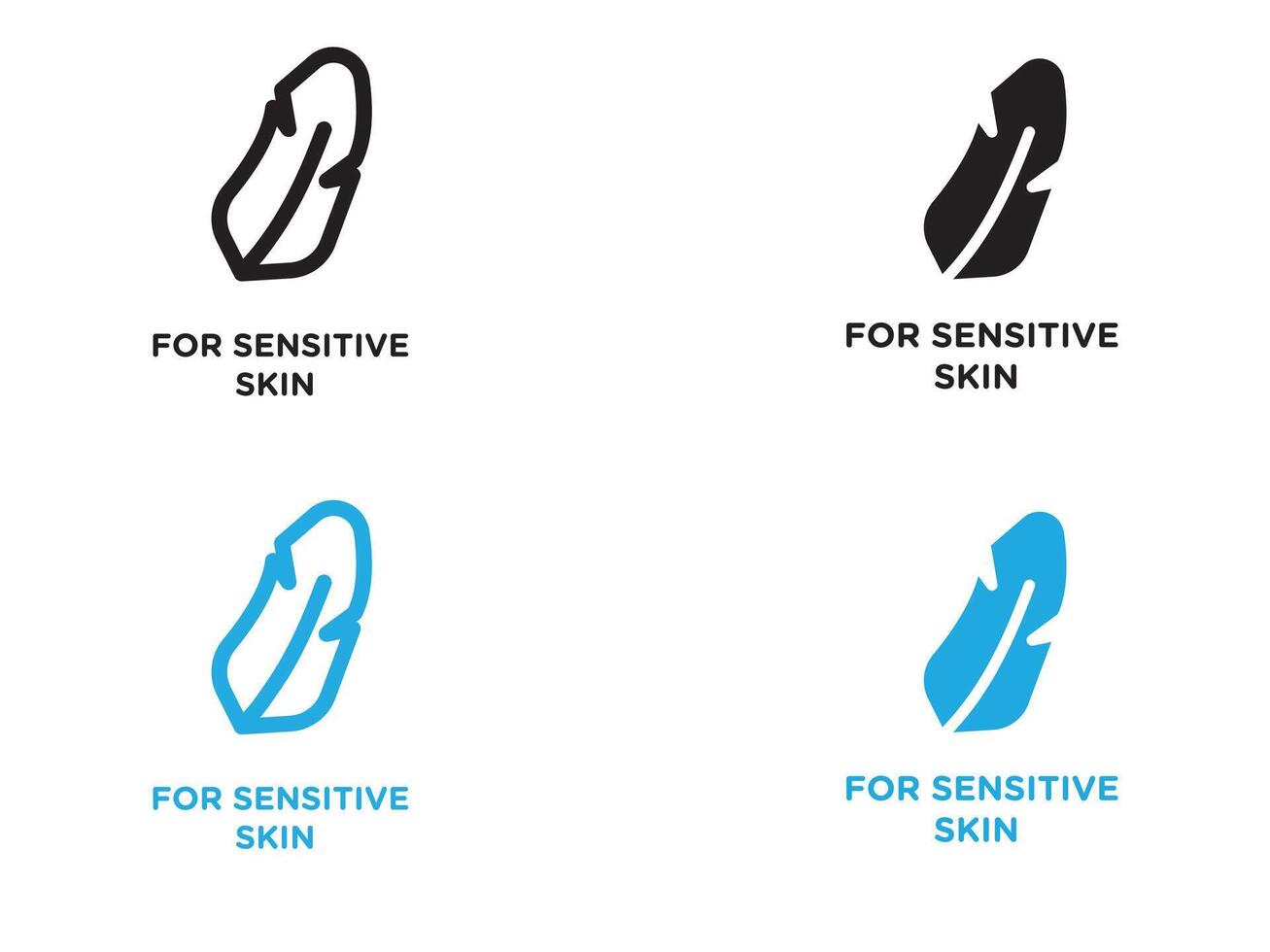 For sensitive skin icon black and white outline sign vector
