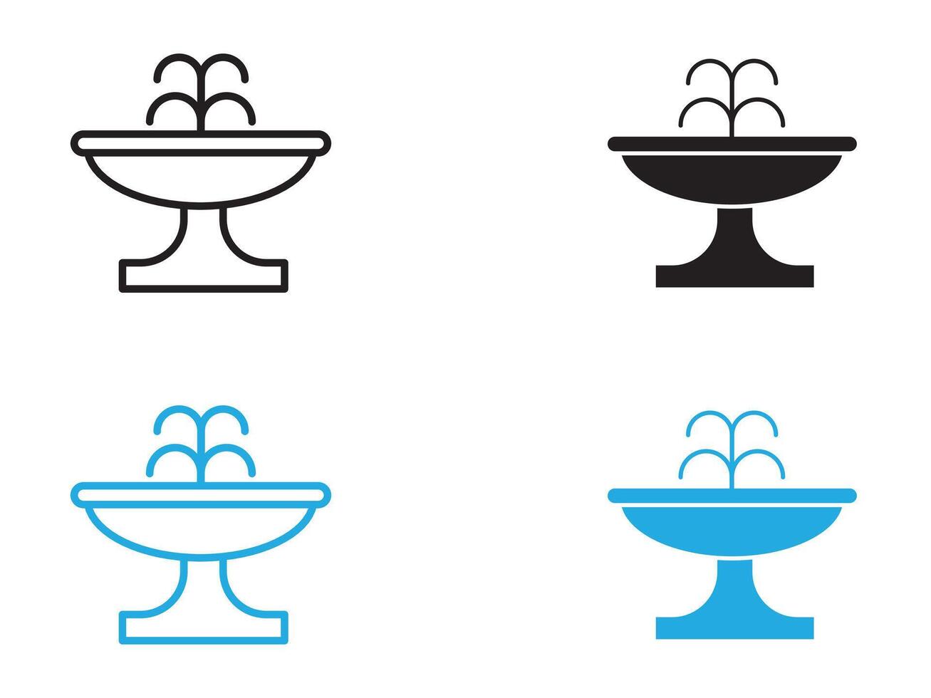 Fountain icon black and white outline sign vector