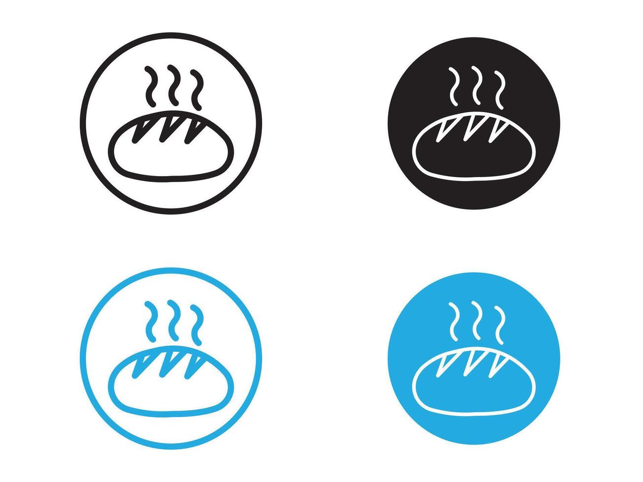 Fresh bakery pastry shop icon black and white outline sign vector