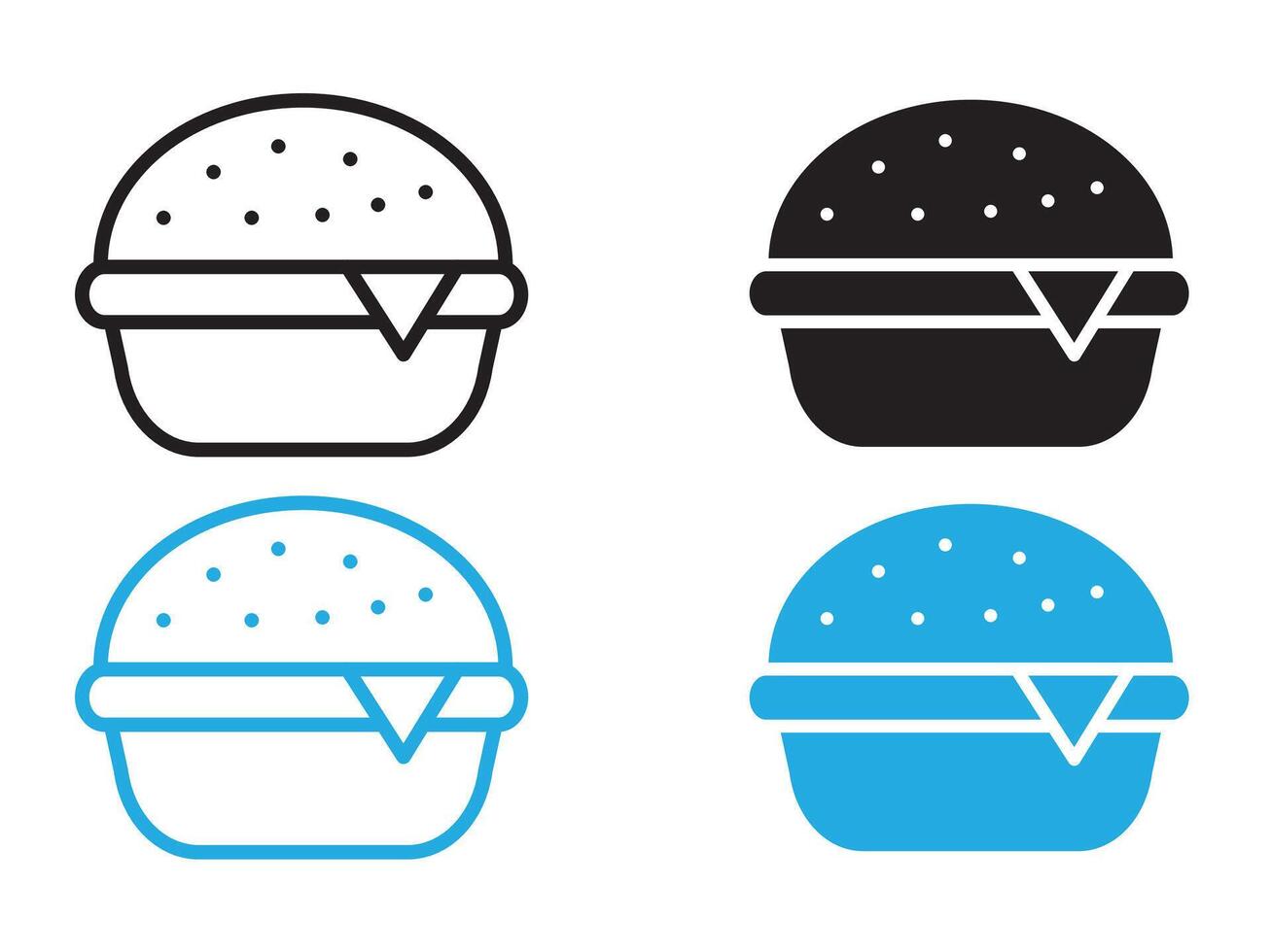 Hamburger icon black and white outline sign vector