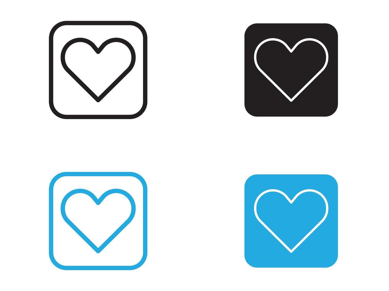Heart icon black and white outline sign vector