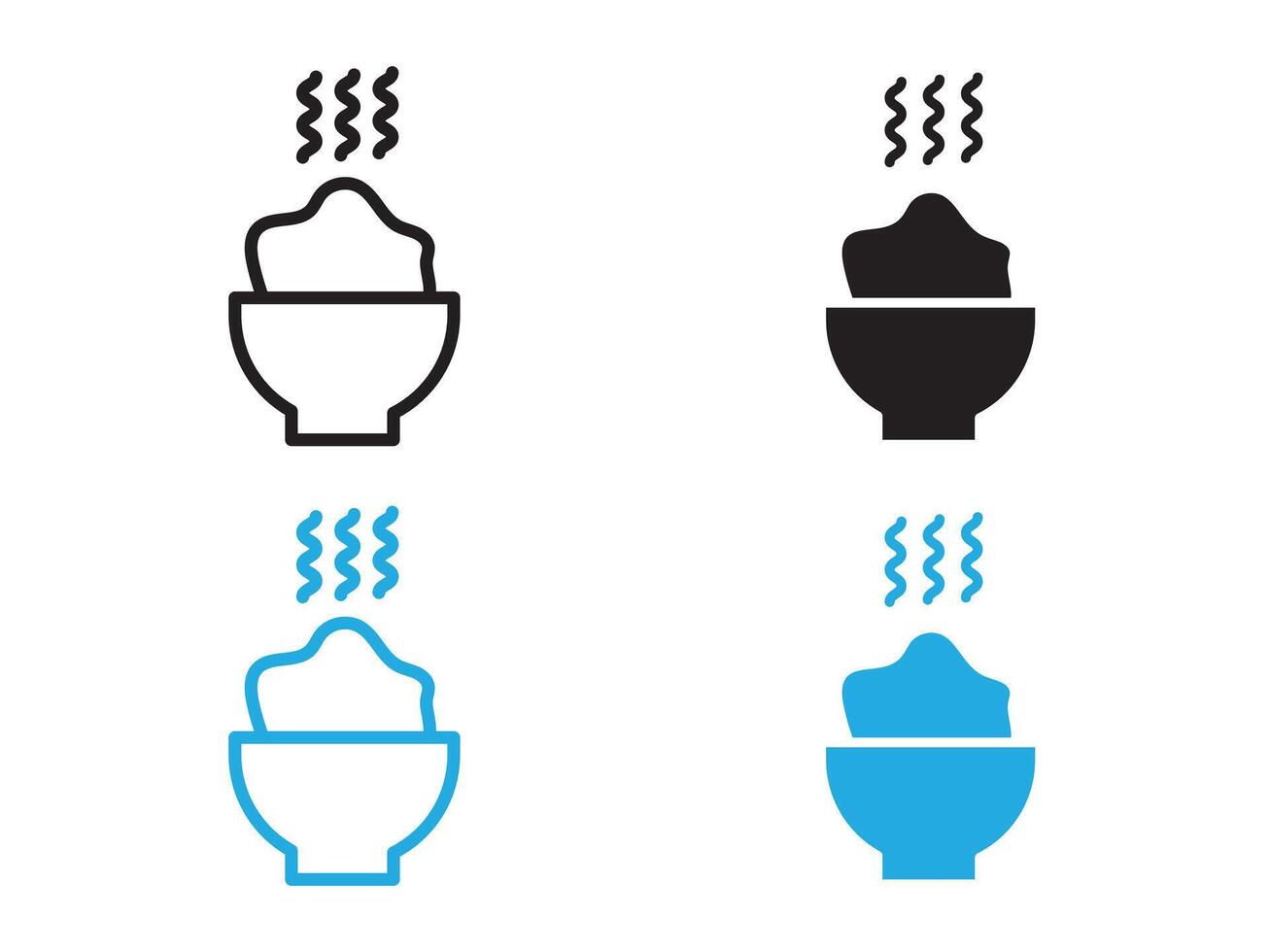 Hot meal icon black and white outline sign vector