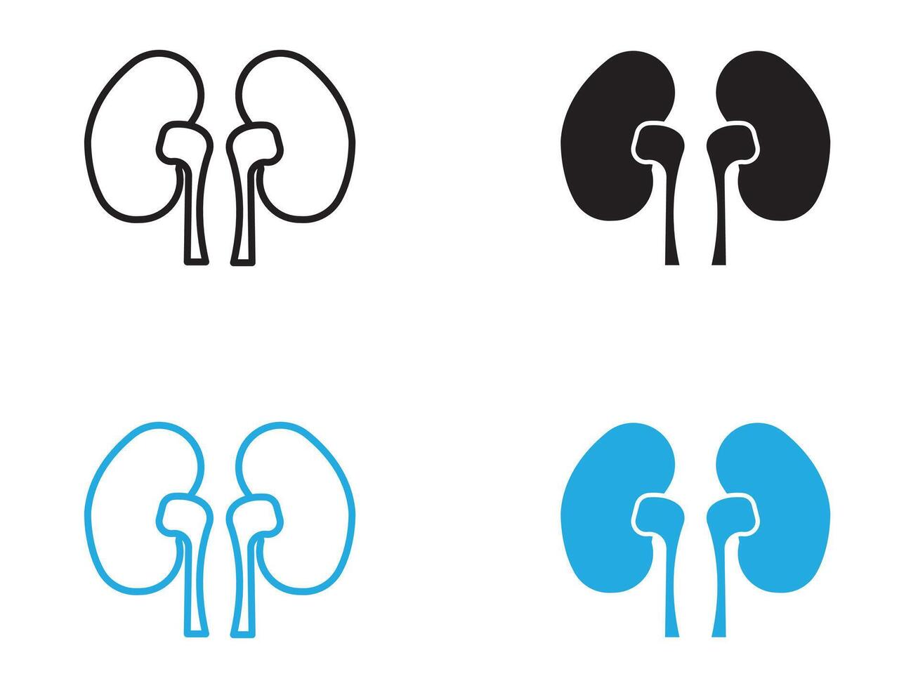 Human kidneys icon black and white outline sign vector