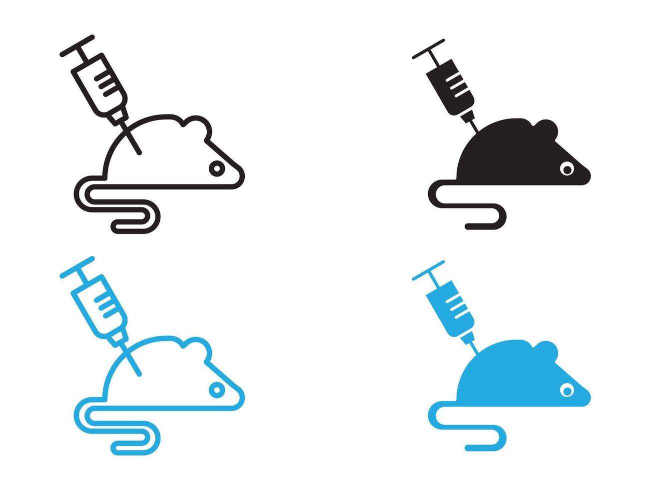 Lab rat experiment icon black and white outline sign vector