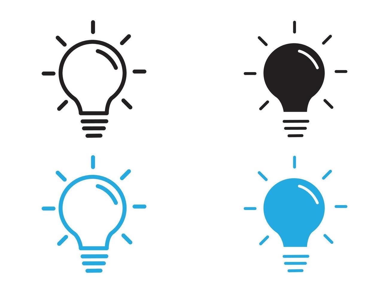 Lamp icon black and white outline sign vector