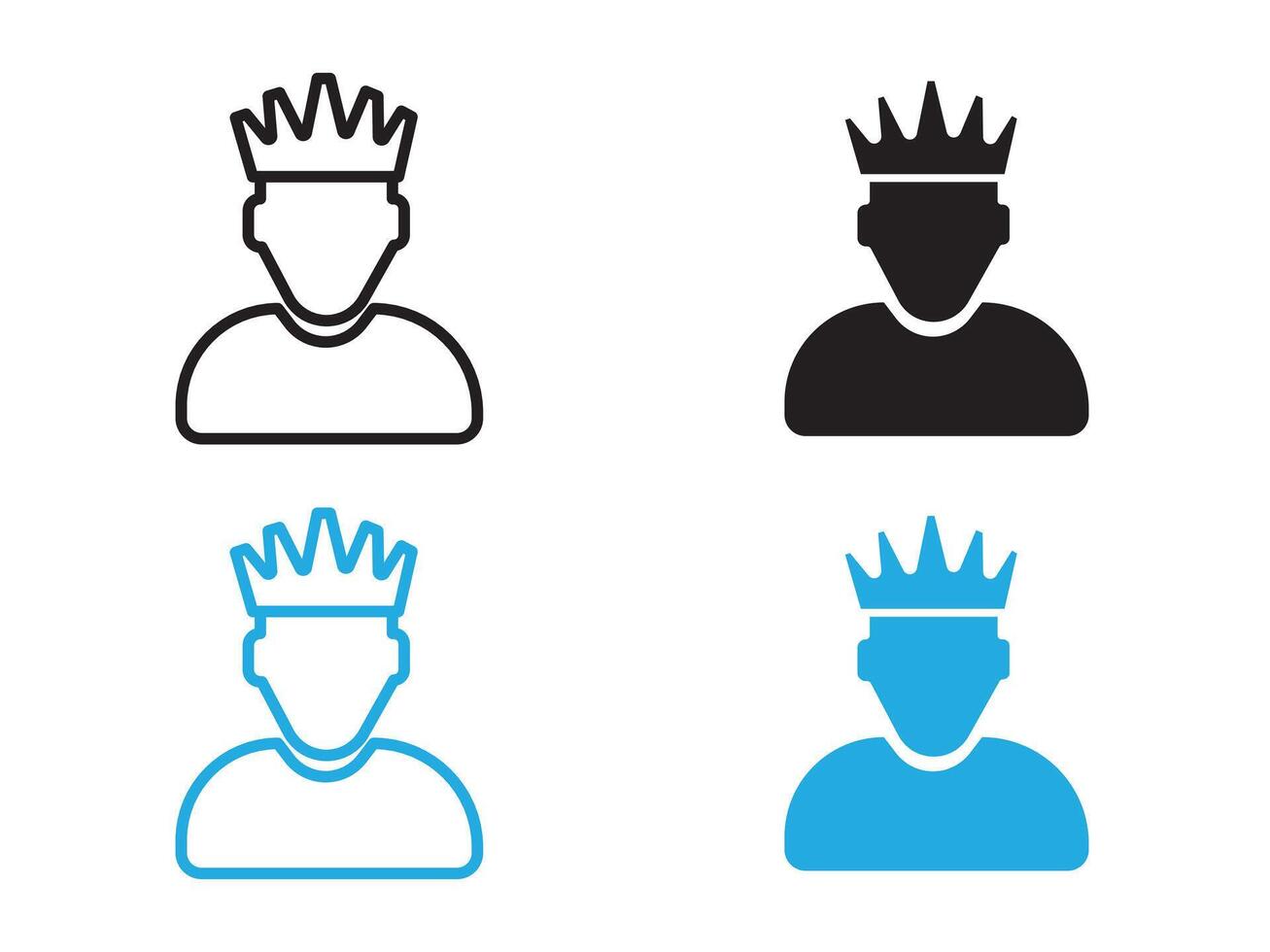 King icon black and white outline sign vector