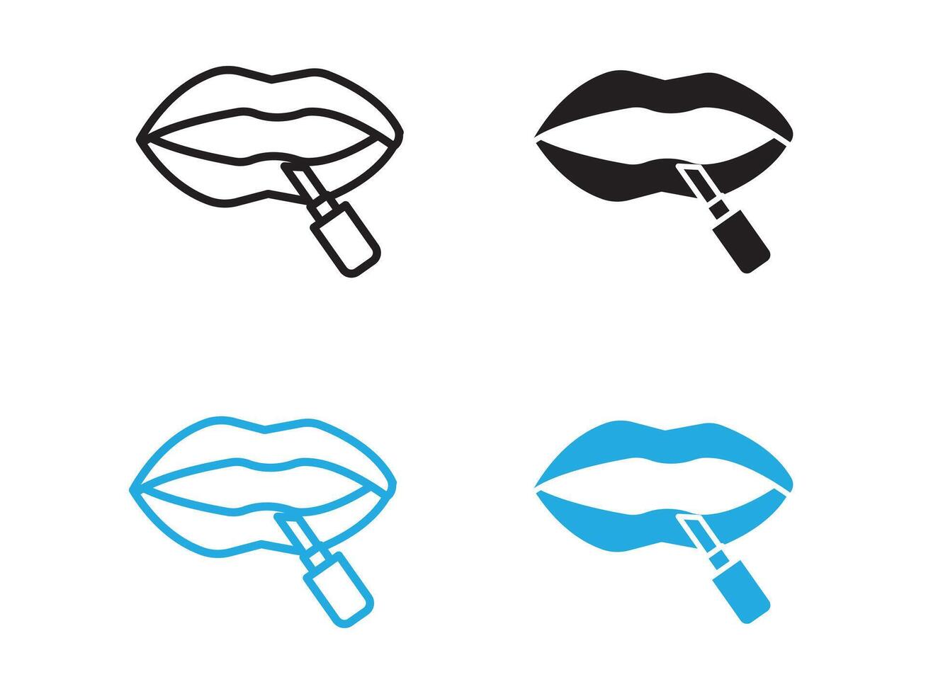 Lipstick icon black and white outline sign vector