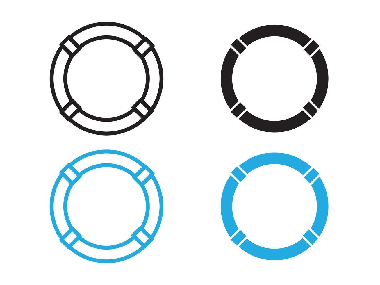Lifebuoy ring icon black and white outline sign vector