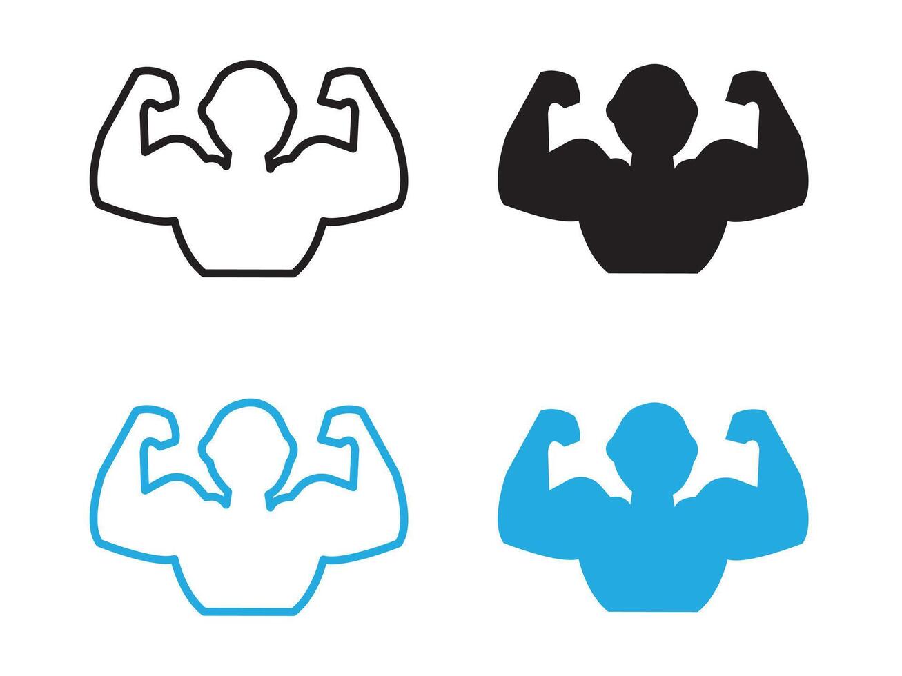 Man have strong muscles icon black and white outline sign vector