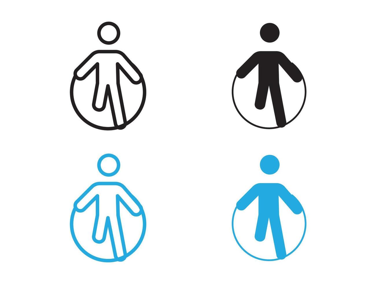 Man jumping with skipping rope icon black and white outline sign vector
