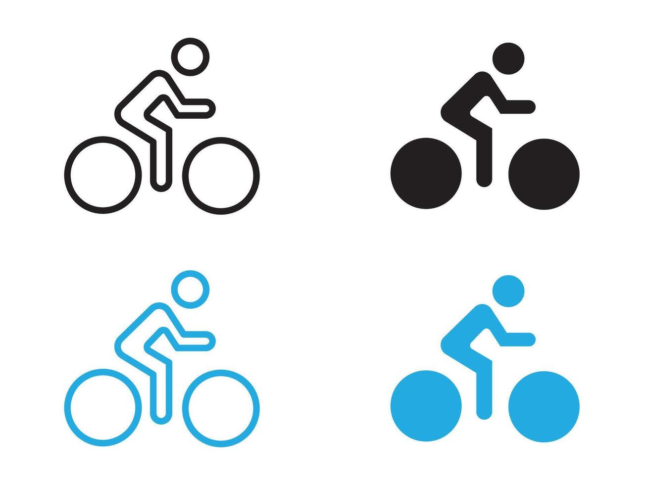 Man on bicycle icon black and white outline sign vector