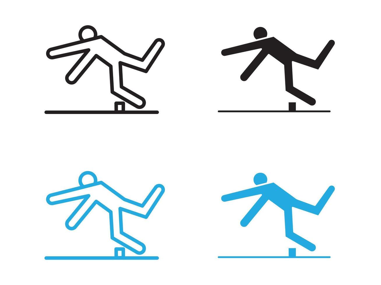 Man tripping icon black and white outline sign vector