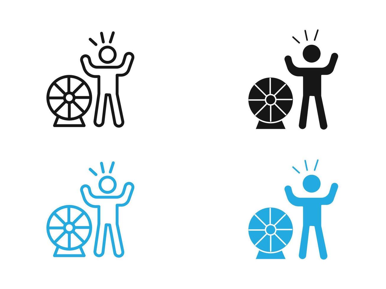 Men luck icon black and white outline sign vector