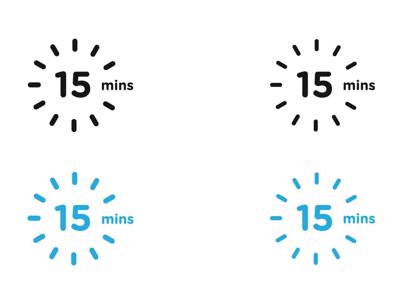 Minute timer icon black and white outline sign vector
