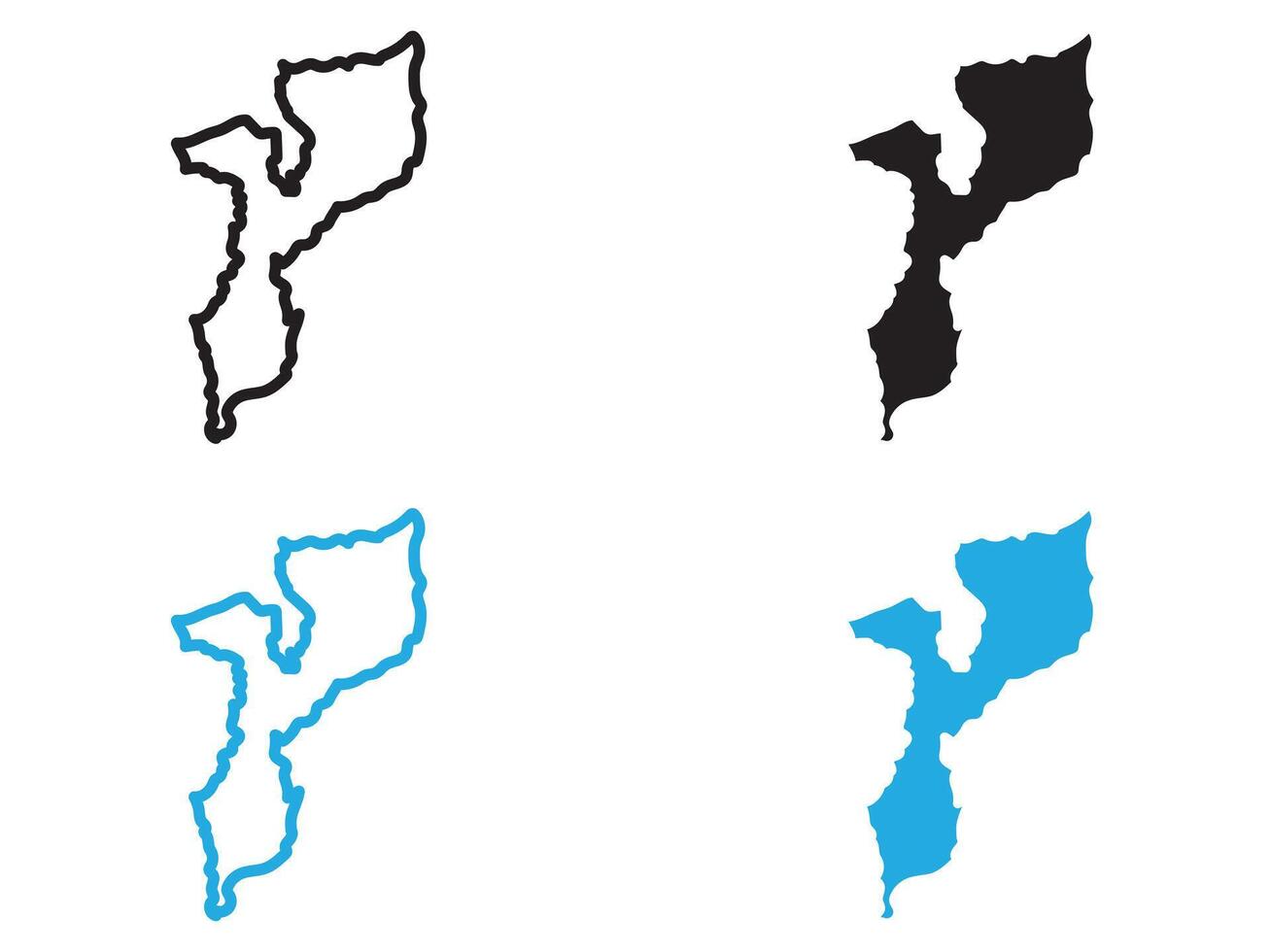 Mozambique map icon black and white outline sign vector