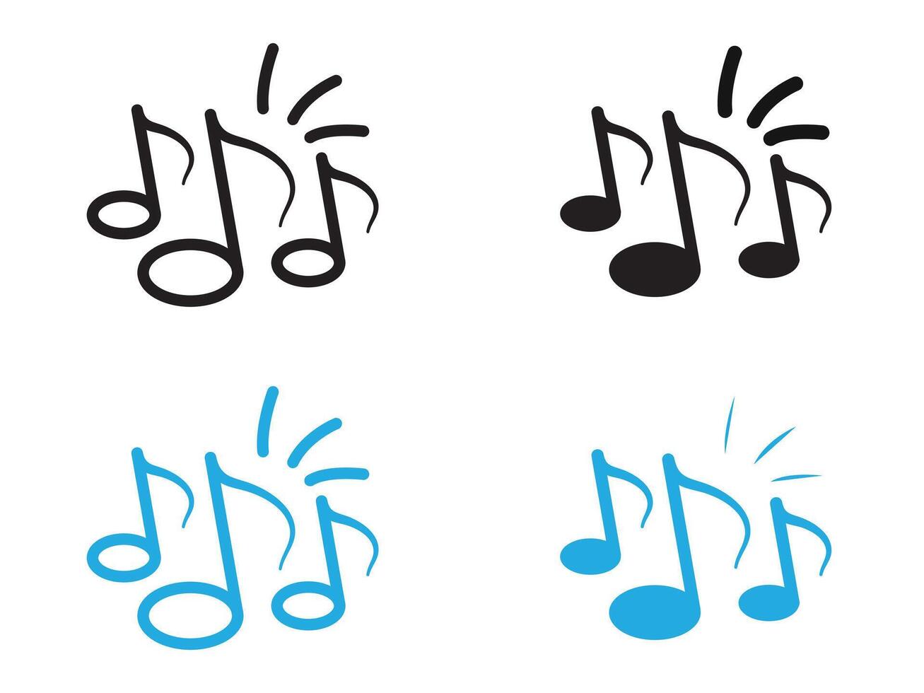 Music icon black and white outline sign vector