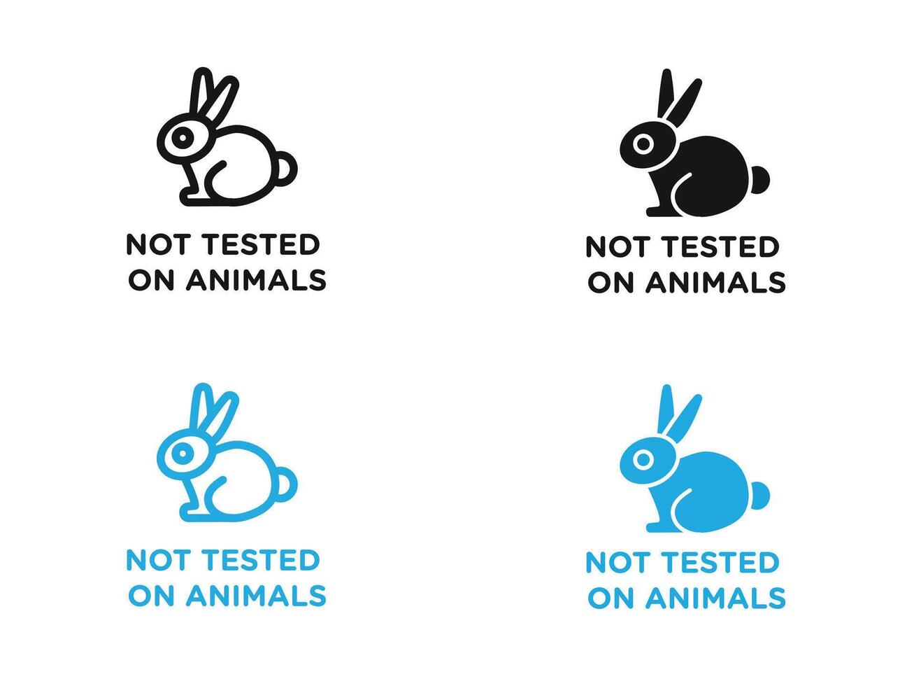 Not tested on animals icon black and white outline sign vector