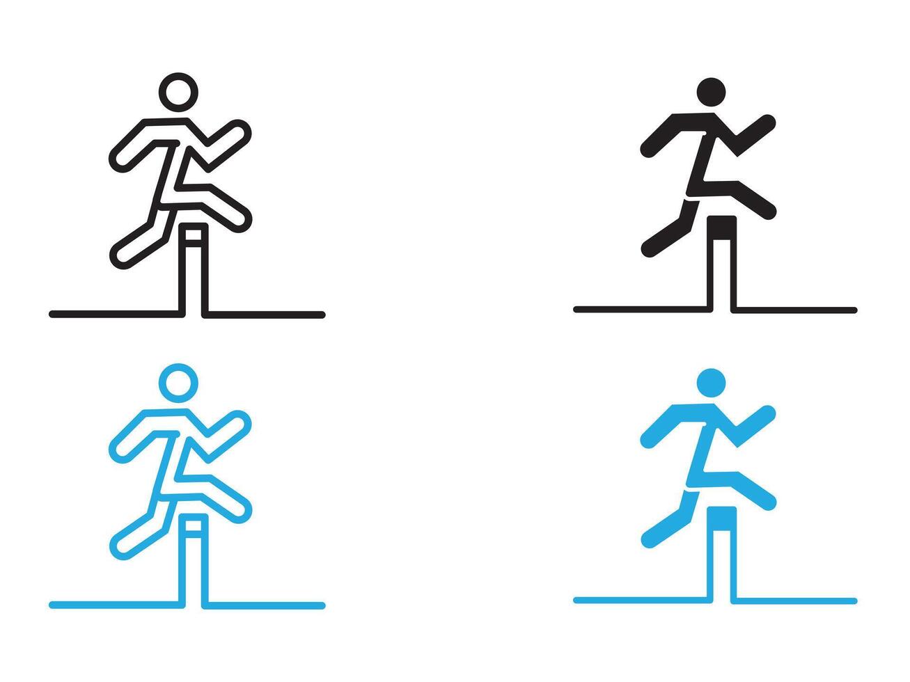 Obstacle race icon black and white outline sign vector