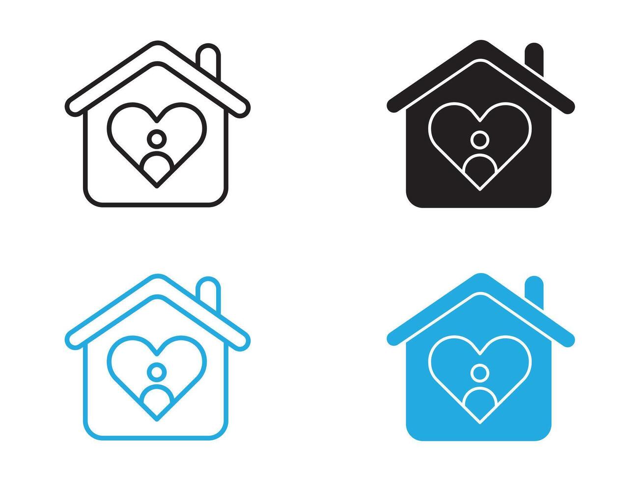 Orphanage house icon black and white outline sign vector
