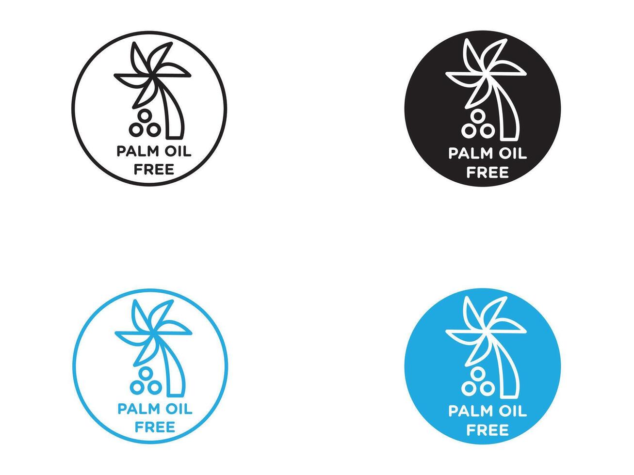 Palm oil free icon black and white outline sign vector