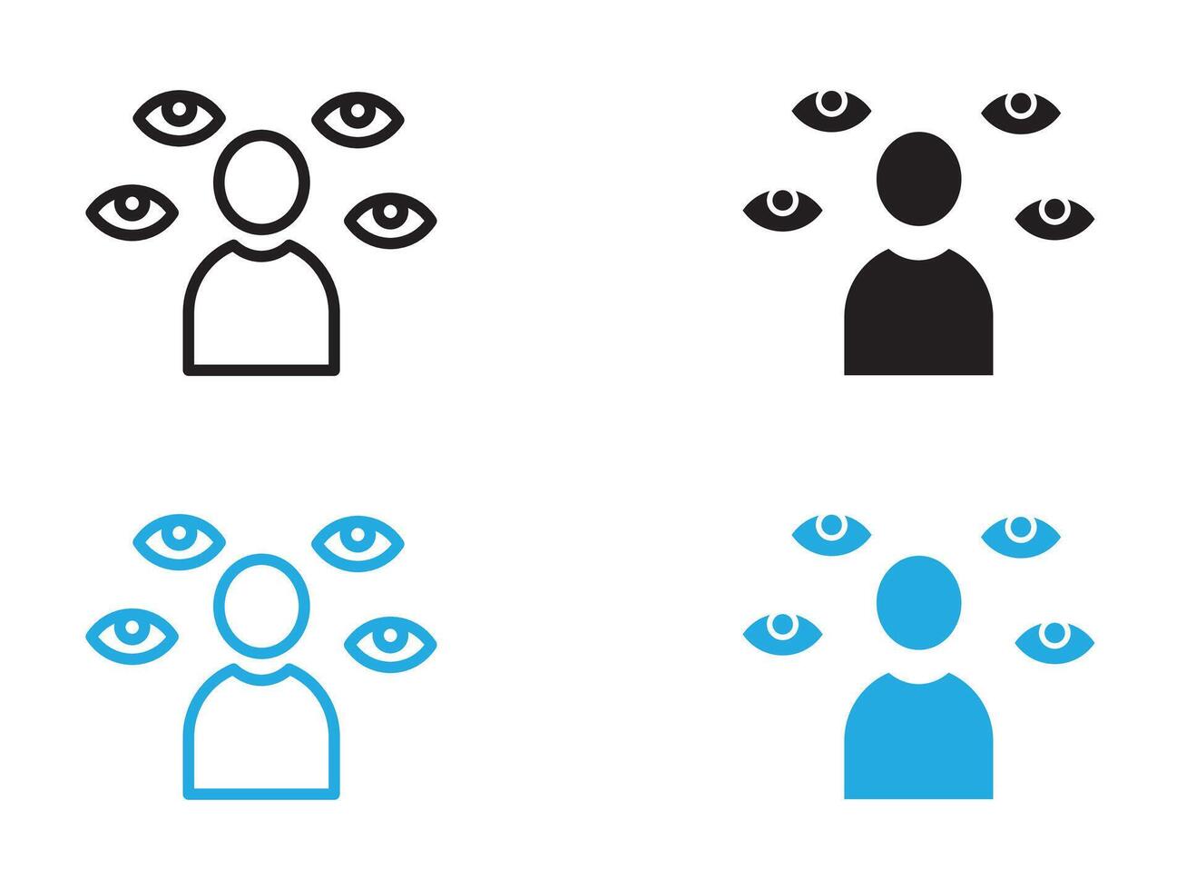 Paranoia icon black and white outline sign vector