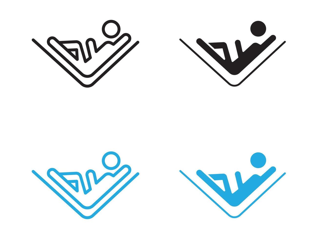 Person relaxing on hammock icon black and white outline sign vector
