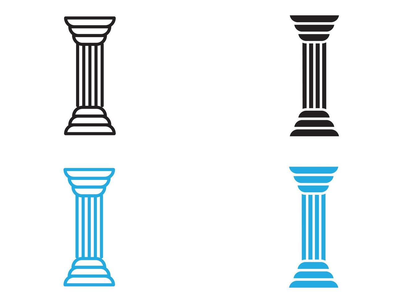 Pillar column icon black and white outline sign vector
