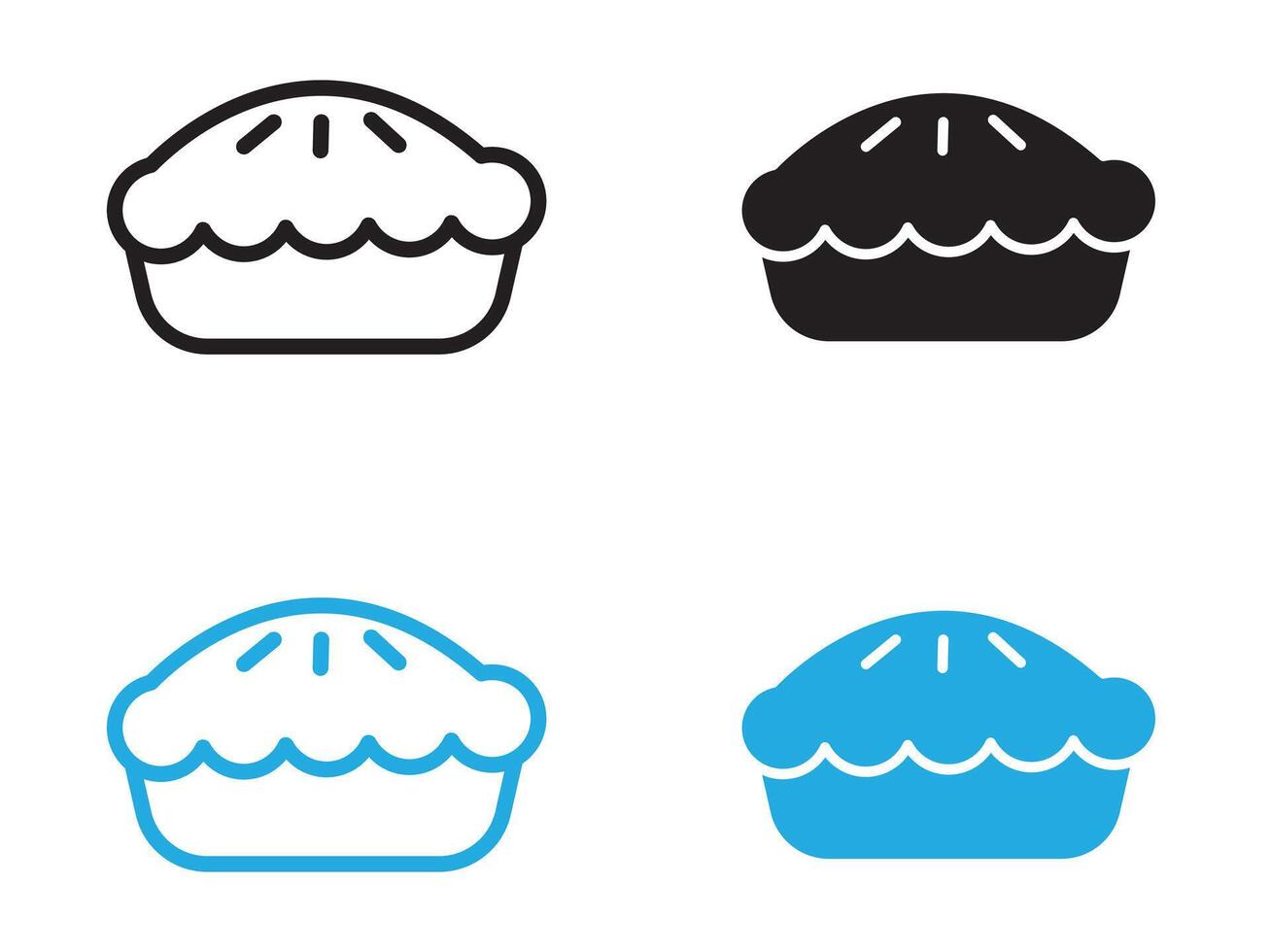 Pie icon black and white outline sign vector