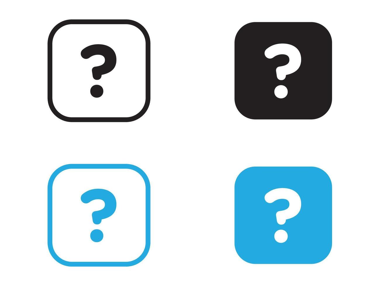 Question mark icon black and white outline sign vector