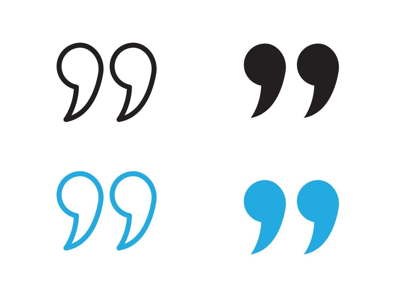 Quote icon black and white outline sign vector