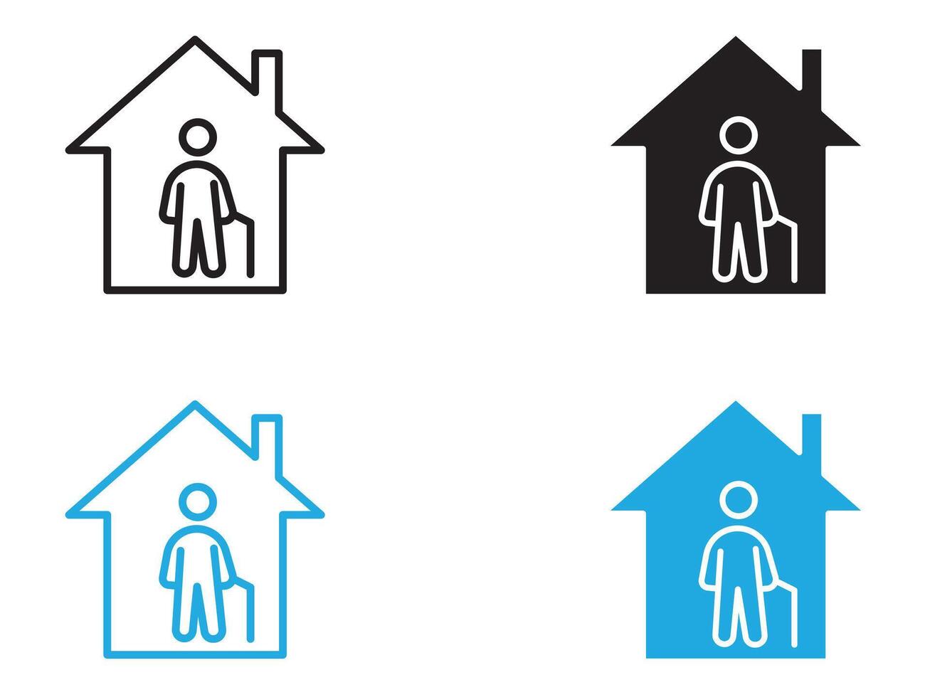 Retirement home icon black and white outline sign vector