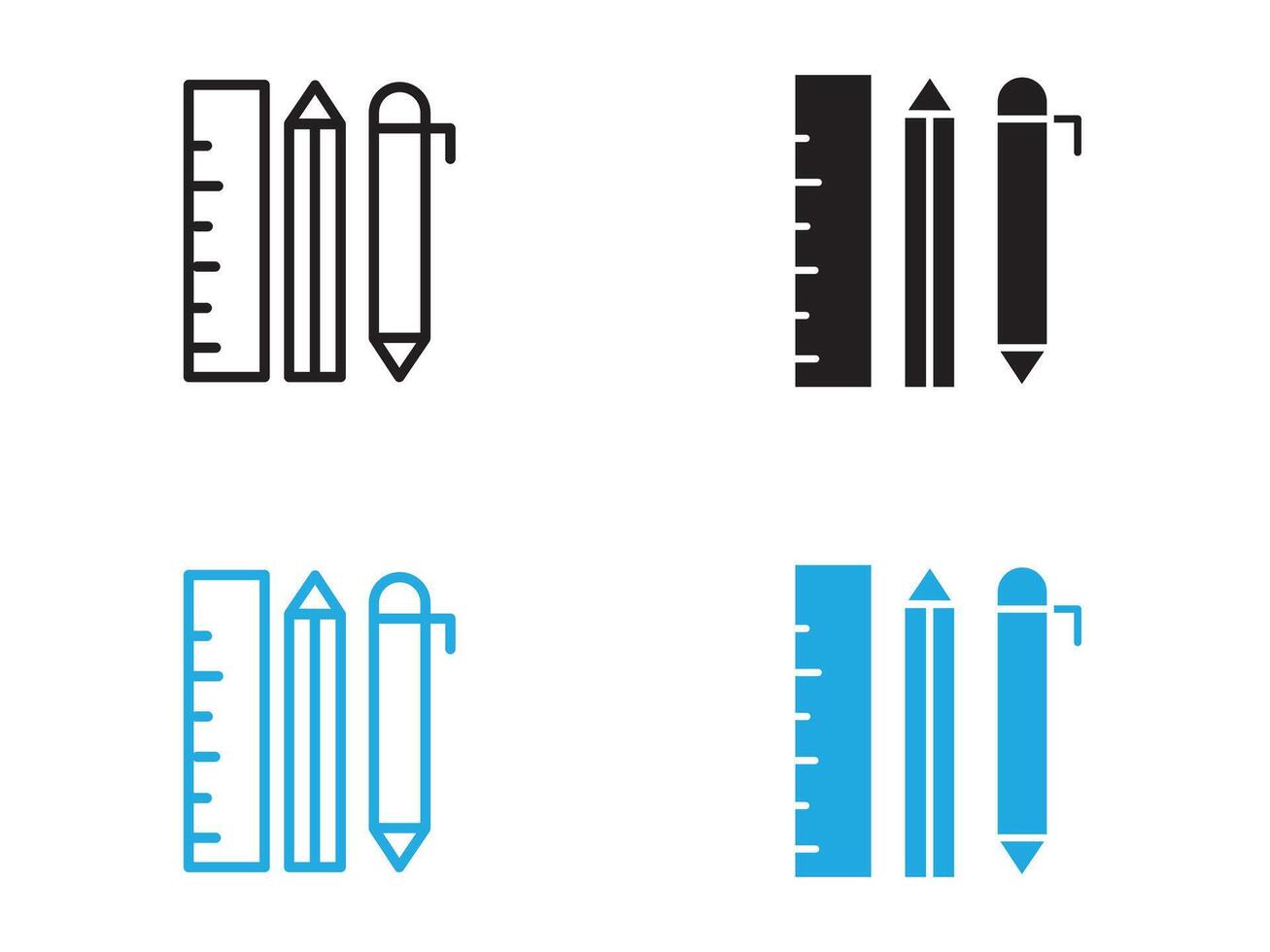 ruler pencil and pen icon vector