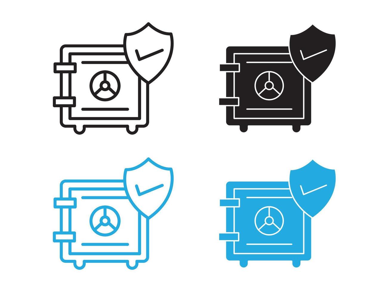 Safe vault box icon black and white outline sign vector