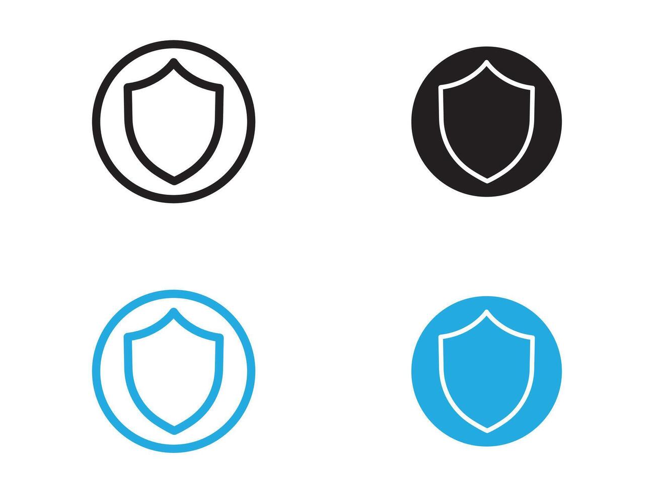 Shield icon black and white outline sign vector
