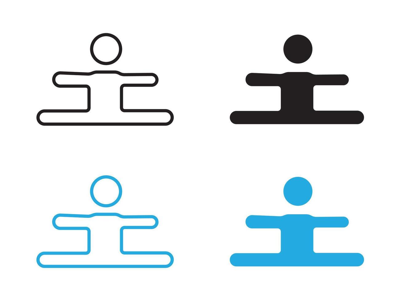 Split legs exercise icon black and white outline sign vector