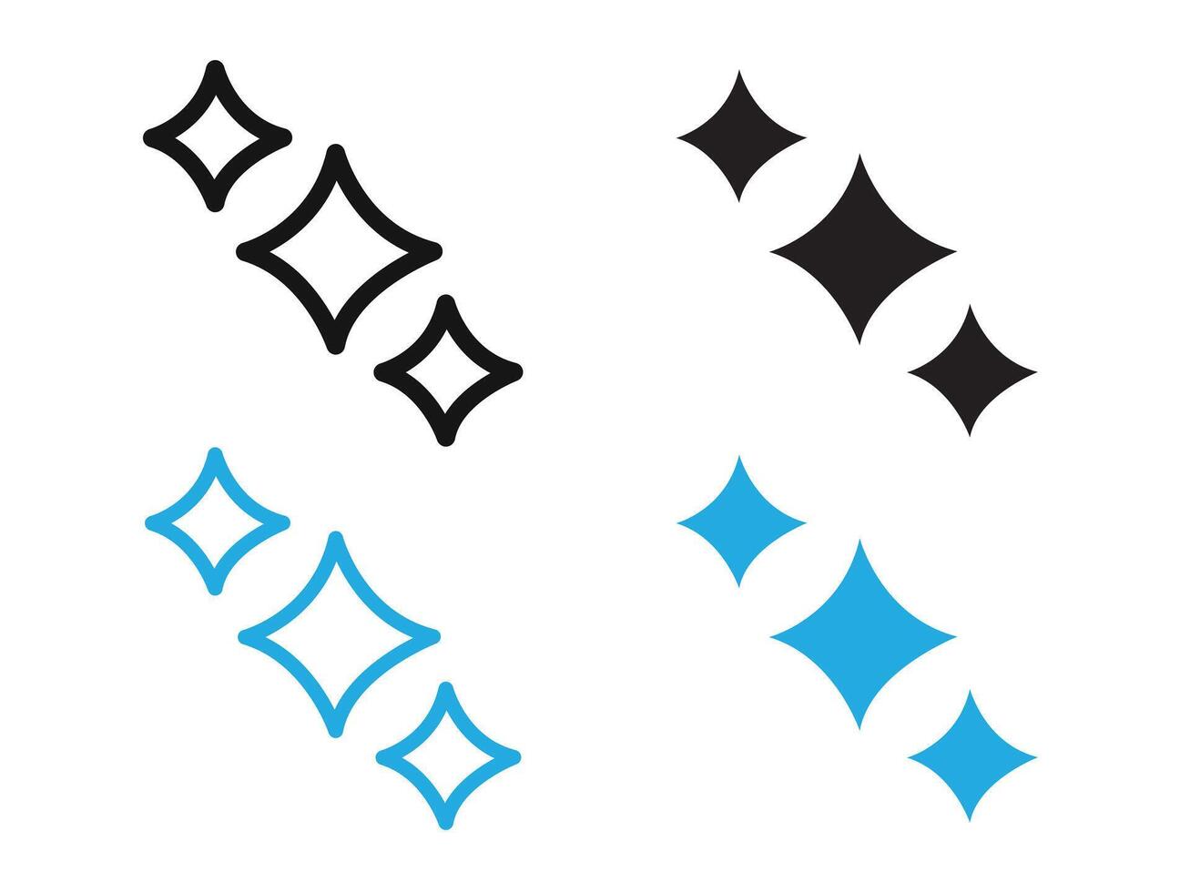 Sparkles shine icon black and white outline sign vector