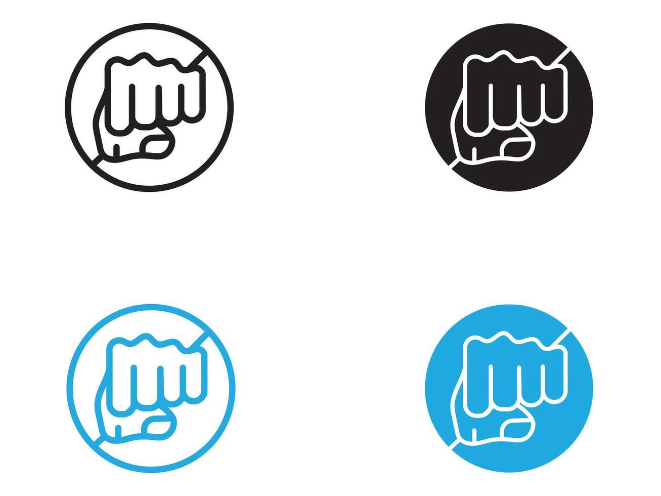 Stop violence icon black and white outline sign vector