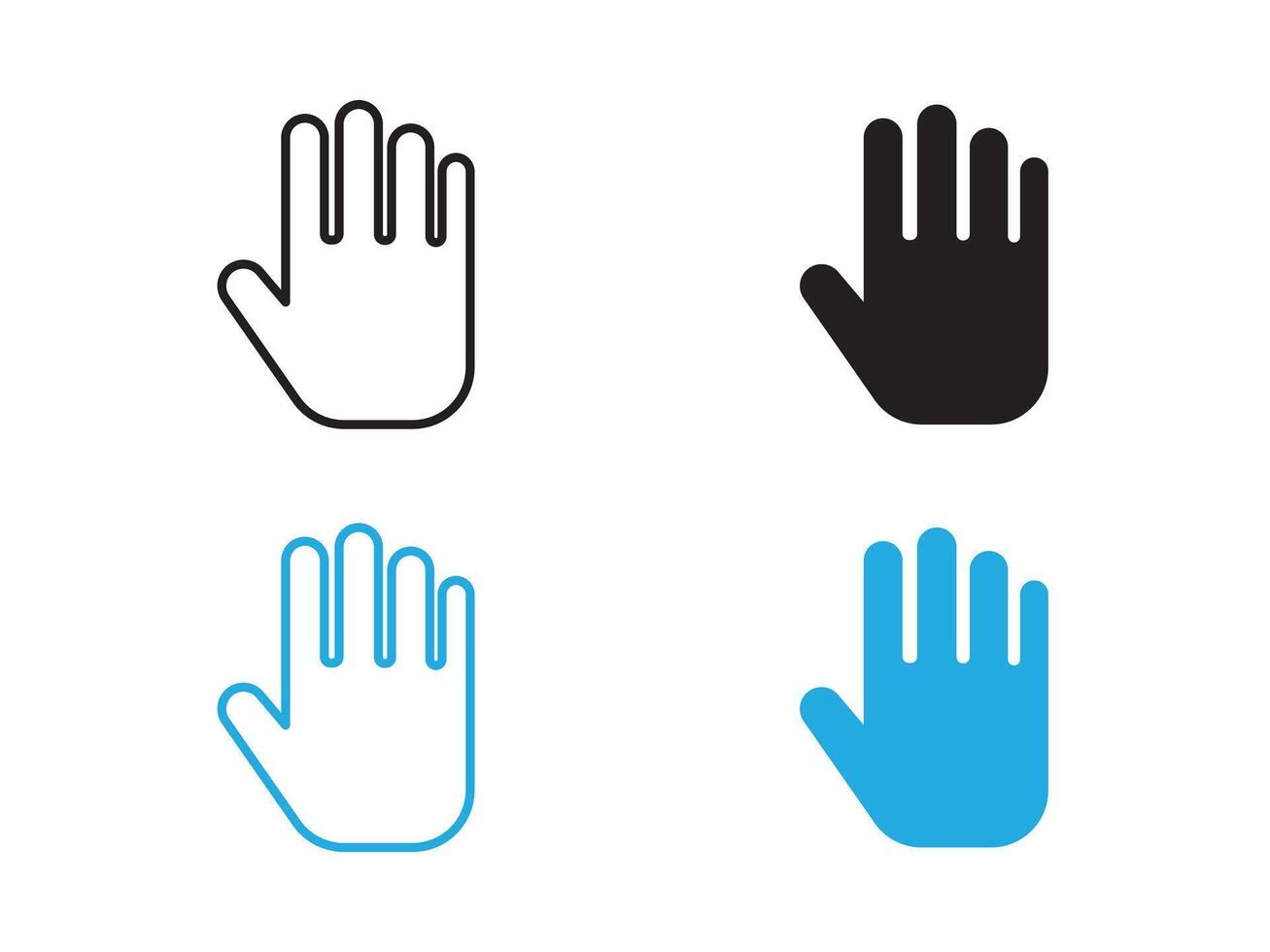 Stop sign with hand icon black and white outline sign vector