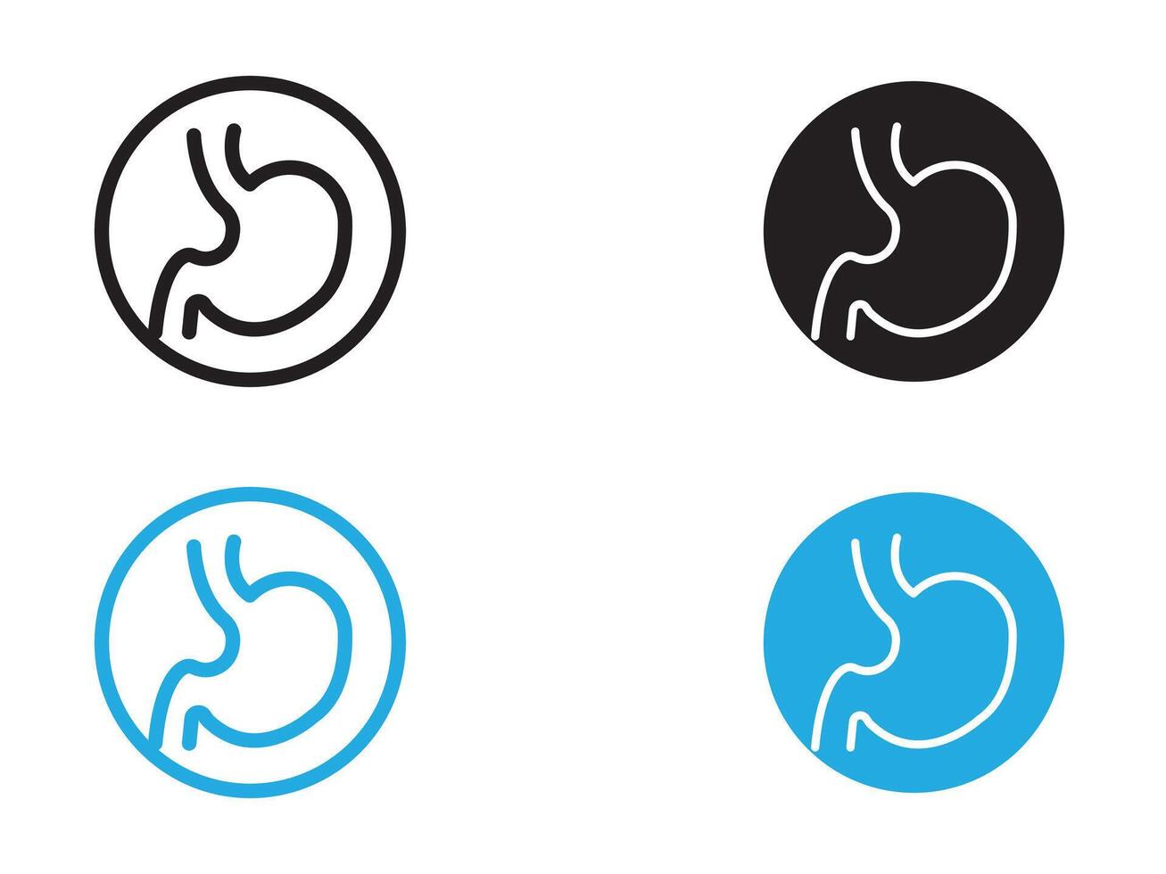 Stomach icon black and white outline sign vector
