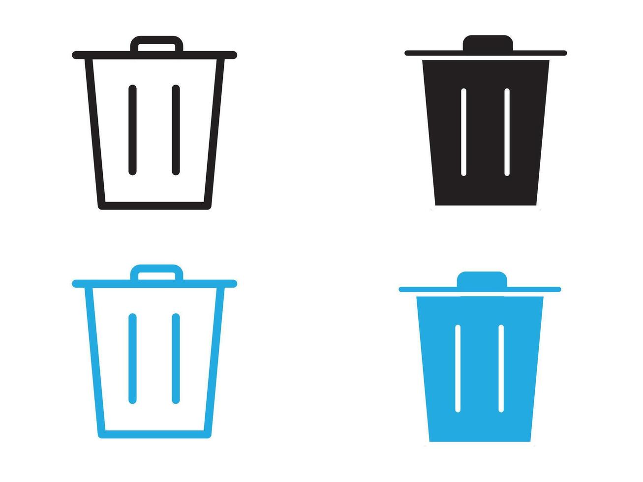 Trash icon black and white outline sign vector