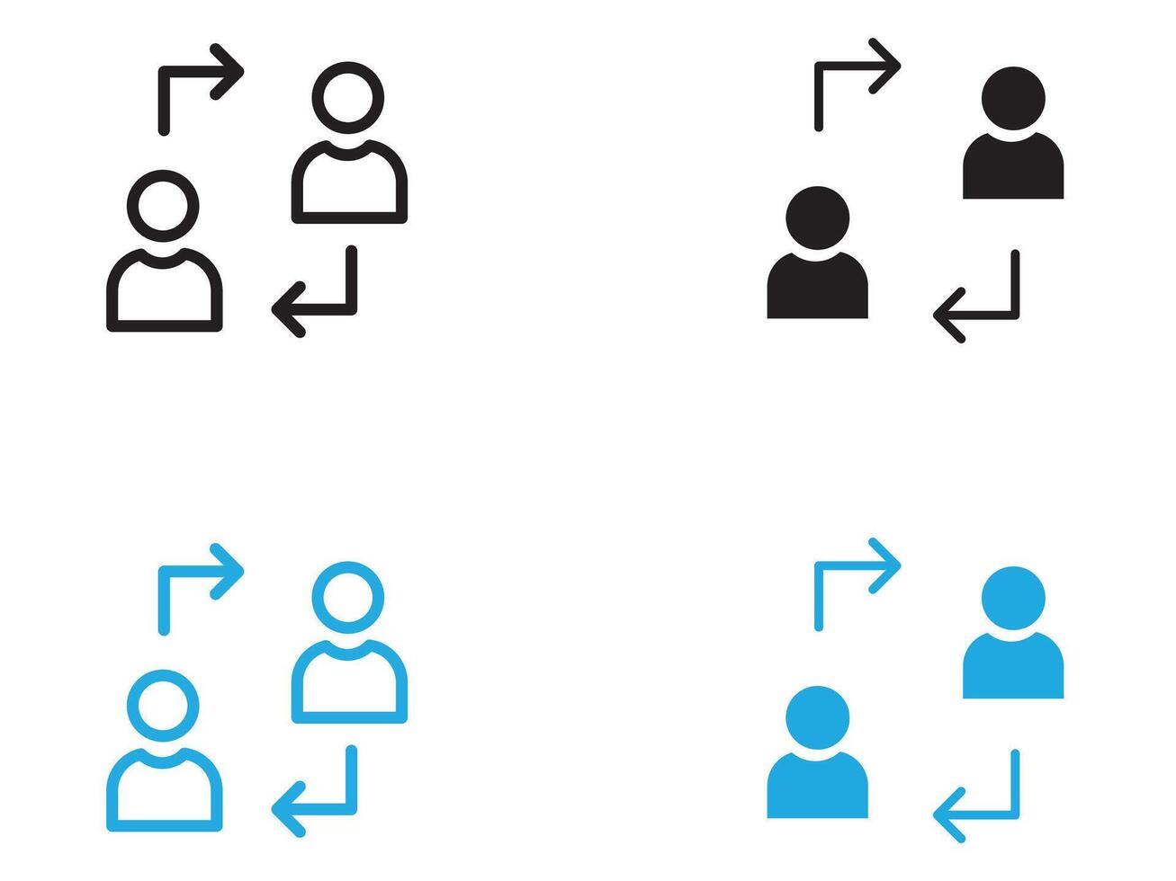 User switch icon black and white outline sign vector